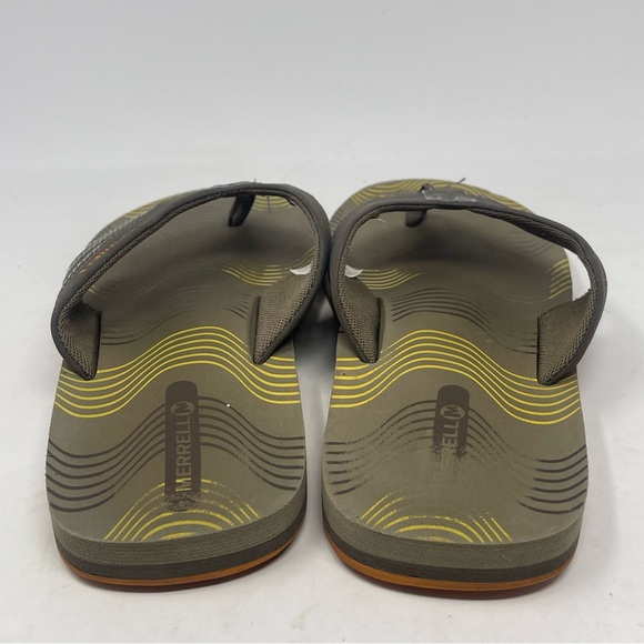 Merrell Bungee Cord Flip Flops Sandals Mens 9 Brown Green Cushioned Comfort - Picture 10 of 14